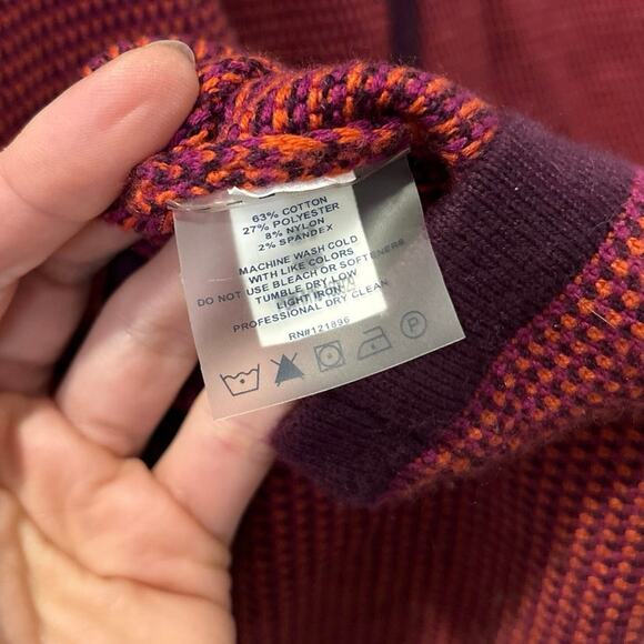 Title Nine Berry Colorblock Textured Hooded Tunic “Improv” Sweater Medium - Picture 6 of 6